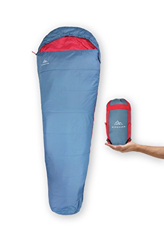 NORDKAMM - Schlafsack ultraleicht, rechts, kleines Packmaß, leicht und dünn, für Erwachsene, Herren, Damen, für Camping, Outdoor, Trekking, Reisen, Sommer, Indoor, Tropen. Zum Verbinden für 2 Personen