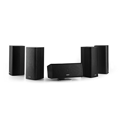 NUMAN Ambience 5.0-Lautsprecher-System • 5.0 Surround-System • Heimkino Set • 4 x Satellitenlautsprecher • je 60 Watt RMS • Center-Lautsprecher mit Aluminium-Standfuß • Wandmontagesystem • schwarz