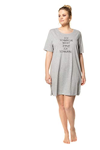 Ulla Popken Große Größen Damen Nachthemd Longshirt, Schnurren, Grau (Anthrazit 12), 48 (Herstellergröße: 46+)