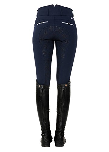 SPOOKS Reithose für Damen Mädchen Kinder, Voll-Besatz Reithosen Leggings Turnierreithose - bequem & stylisch Ricarda Full Grip High Waist - Navy S