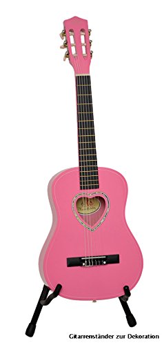 ts-ideen Kindergitarre 1/2 Akustik Klassik Gitarre mit Tasche und Gurt NEU (1/2, Pink mit Herz)