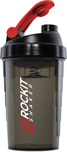 Premium Protein Shaker - 750ml | Made in Germany | garantiert dicht | next Level Mischsystem |Eiweiß Shaker für Fitness, Diät Crossfit Wasserflasche (Schwarz | Rot)