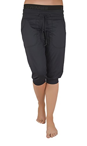 Gwinner Damen Sport Caprihose, Schwarz, M