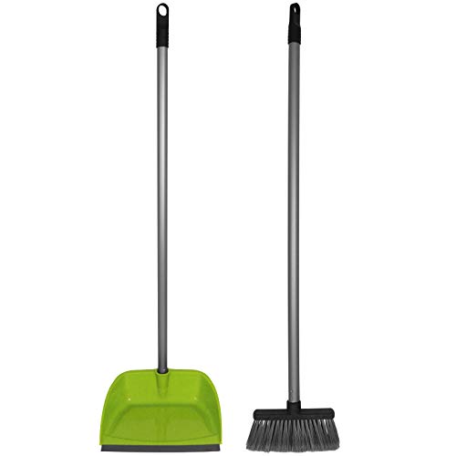 TW24 Kehrgarnitur mit Stiel mit Farbwahl Kehrset Schaufel Besen Stiel Kehrblech Kehrschaufel Set (Grün)