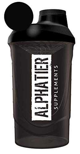 ALPHATIER BEASTMODE Shaker schwarz 600 ml | für unterwegs | Sport Fitness Bodybuilding | mit Schraubverschluss und Siebeinsatz | BPA-frei | Classic