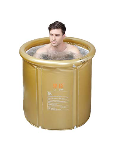 ESPERANZAXU Aufblasbare Badewanne Falten PVC Kunststoff Portable Erwachsenen Jacuzzi, Spa SPA Wanne (Gold)