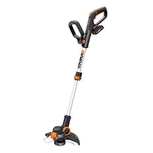 WORX 20V Akku-Rasentrimmer WG163E.2, 2,0Ah, Powershare, 2-in-1 Rasentrimmer & Kantenschneider Rasen, 90° drehbarer Trimmerkopf, Teleslopstiel (WG163E.2)