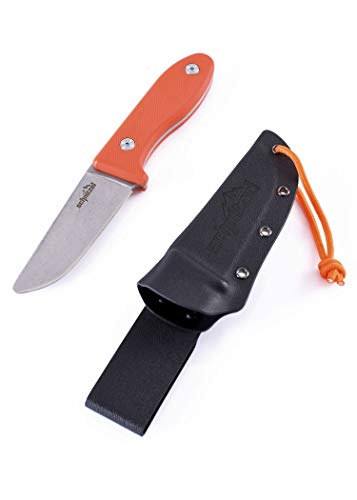 SCHNITZEL UNU, Kindermesser Schnitzmesser und Outdoormesser für Kinder, scharf mit Kydex Scheide und Gürtelhalterung, div Farben (Orange)