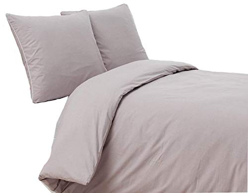 saleandmore 3 TLG. Perkal Bettwäsche Set | Bettdeckenbezug 200x220 cm, mit 2 Kopfkissenbezüge 80x80 cm | Sand | 3 teilig Bettgarnitur | Baumwolle Bettbezug mit Reißverschluss | Oeko-TEX