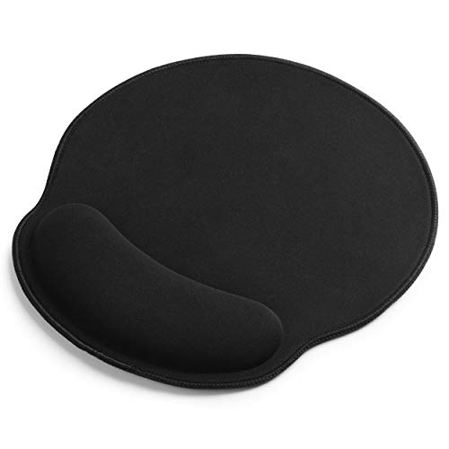 Sidorenko Mauspad mit Gelkissen - 260x240mm - Vernähte Kanten - rutschfest - Mousepad mit Handauflage für schonende Handgelenk Haltung - Ergonomisches Mauspad in schwarz