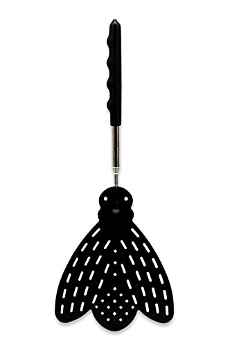 Wunderfabrik 2X RESPEKT Fliegenklatsche mit Praktischem Verstellbaren Teleskopstiel bis ca. 75cm in Mehreren Farben (Schwarz)