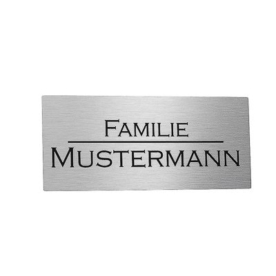 Edelstahl Türschild mit Gravur | 1 Motiv Gratis 8x3,5cm eckig Namensschild Türschilder sofort Personalisierbar! Briefkastenschild mit Namen graviert - selbstklebend oder Bohrlöcher Wunschtext Haustür