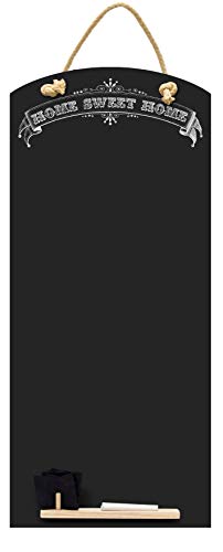 Kreidetafeln UK Sweet Home hoch dünn Kreidetafel/Tafel/Memo Küche Board mit Seil, Tablett und Kreide, Design Range, Holz, schwarz, 60 x 26,5 x 1 cm