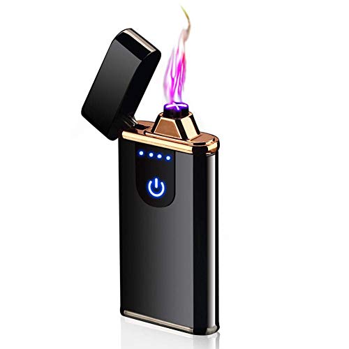 Wybtbm Lichtbogen Feuerzeug, Neue Technologie - Touchscreen Elektro USB Feuerzeug Dual Lichtbogen, Winddichte Flammenlose Elektronische Feuerzeug Stabfeuerzeug für Küche, Grill, Kerzen und Zigaretten