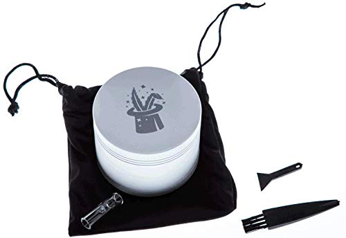 Magic Sweeds Nanokeramik Grinder/Ceramic Grinder/Ø 63 mm/mit Keramik beschichtete Kräutermühle inkl. Tragetasche, Pollenscraper, Reinigungsbürste und Mundstück (weiß, Ø 63 mm)