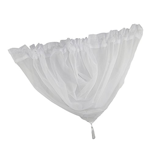 F Fityle Voile Freihandbogen Schals Querbehang Deko Gardinen mit Quaste Dekoration - Weiß