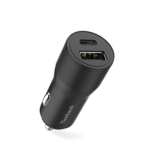 YOOTECH Auto Ladegerät KFZ-Ladegerät 30W 2 Port mit einem 18W PD USB-C und einem 12W USB-A Ladeadapter für iPhone 11/11 Pro/11 Pro Max/XS/XS Max/XR/X/8 Galaxy S9/S8, Huawei, Powerbank usw.