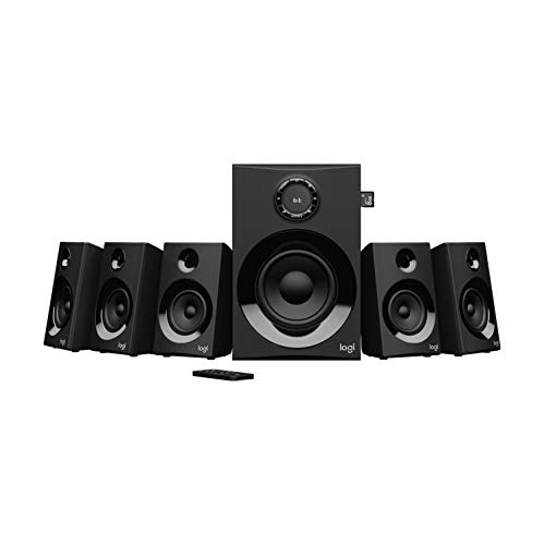 Logitech Z607 5.1 Surround Sound Lautsprecher (Bluetooth, Cinch, 160 W Spitzenleistung, Fernbedienung, kompatibel mit Computern, PCs, Fernsehern, Telefonen und Tablets)