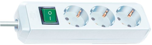 Brennenstuhl Eco-Line, Steckdosenleiste 3-fach (mit Schalter und 1,5 m Kabel - besonders stromsparend) weiß