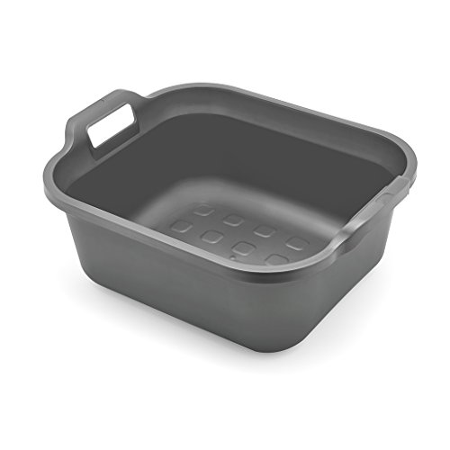 Addis rechteckige Spülschüssel mit Griffen, Plastik, metallic Silver, 39 x 32 x 14 cm