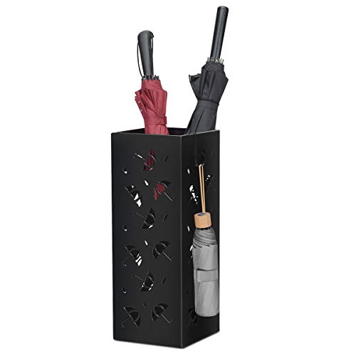 COSTWAY Regenschirmständer Metall, Schirmständer quadratisch, Schirmhalter mit 2 Haken, 19 x 19 x 50 cm, Farbewahl