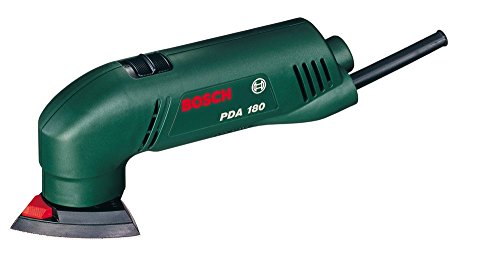 Bosch DIY Deltaschleifer PDA 180, 3 Schleifblätter, Karton (180 W, Schwingzahl 18.400 min-1, Schleifplattenmaß über Eck 92 mm, Schwingkreis-Ø 1,5 mm)