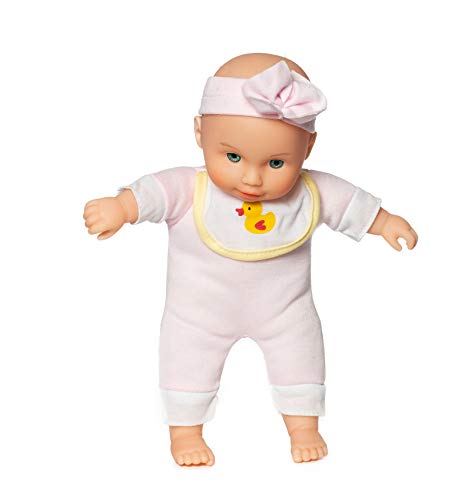 Weiche Babypuppe für Mädchen sehr niedlich und klein - Ab 1-2 Jahren geeignet (Rosa mit Stirnband)
