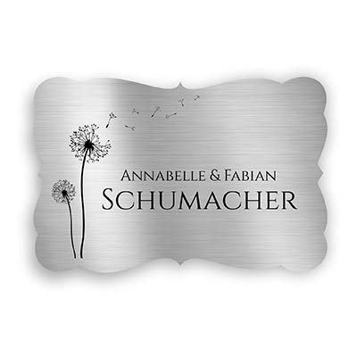 Klingelschild Türschild mit Gravur 9x6 cm versch. Farben und Edelstahl oder Messing-Optik selbstklebend Briefkasten-Schild Namensschilder für die Haustür mit Namen und Motiven