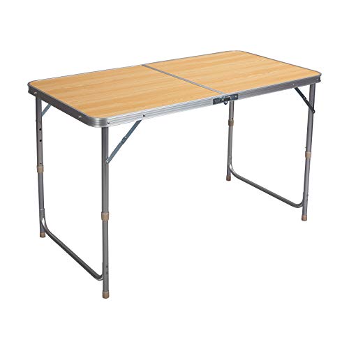 WOLTU Campingtisch Klapptisch Gartentisch Arbeitstisch Balkontisch höhenverstellbar Aluminium MDF Hell Eiche CPT8122hei