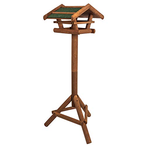 Vogelhaus aus Holz inkl. Ständer ca. 42x23x30cm | Vogelhäuschen für Vogelfutter - Futterhaus/Vogelfutterstation - Schutz gegen Schnee & Regen | Futterstation, Futterstelle, Vogelfutterhaus