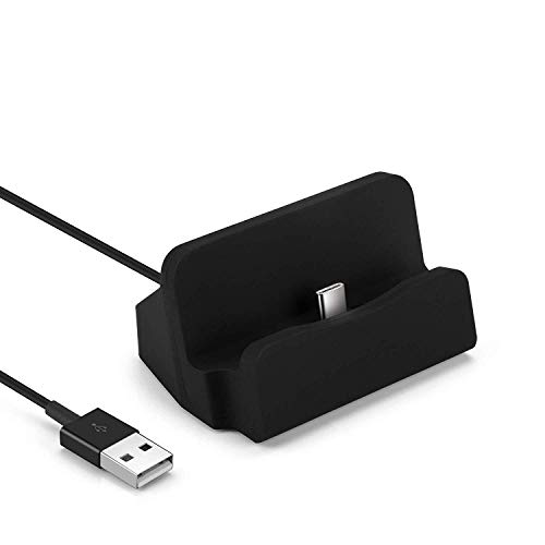 Excellentas Dockingstation Typ C Ladestation Ladegerät kompatibel mit Samsung Galaxy S10 S9 S8, Note 9 8, Huawei P20 Pro, Google Pixelbook, Nexus 5X/6P, LG G5 und weiteren USB-C-Geräten in Schwarz