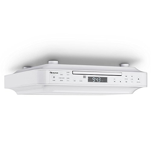 auna KRCD-100 BT • Unterbau-Radio • Küchenradio • CD-Player • Wecker • Timer • UKW-Radio • Bluetooth • MP3 • LCD-Display • 29 x 8 x 26,5 cm (BxHxT) • ca. 1,2 kg • Leistung 2 x 12 Watt RMS • weiß