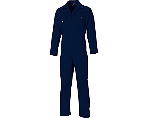 Dickies - Herren Overall Boiler Anzug Verstecker Druckknopf Vorne Zwei Taschen Stifttasche Zwei Brusttaschen Mit Nieten Klappen Elastischen Taillenband Arbeitskleidung WD4819 - Marineblau, XL