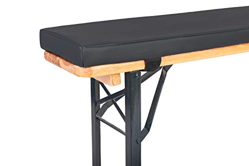 TexDeko Bierbankauflage aus Kunstleder gepolstert EXTRA DICK Sitzpolster für Bierbank (4cm Polsterhöhe, Anthrazit)