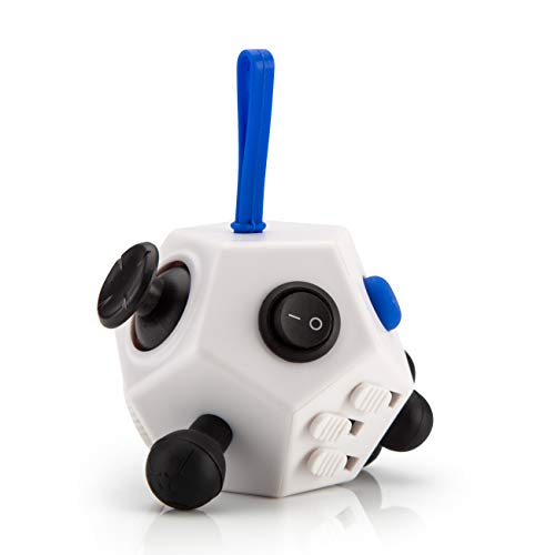 VAPIAO [Anti Stress Würfel [wie Fidget Cube] mit 12 Seiten und Funktionen gegen Stress in Weiß