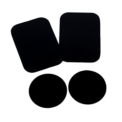 MEACOM Metallplättchen Set 4 Stück Handy Halterung Metall Plättchen Ersatz 3M-Rückseite Magnet KFZ Halterungen Metallplatte Phone Halter Platte für Handy und GPS（2 Rechteck und 2 Runde）