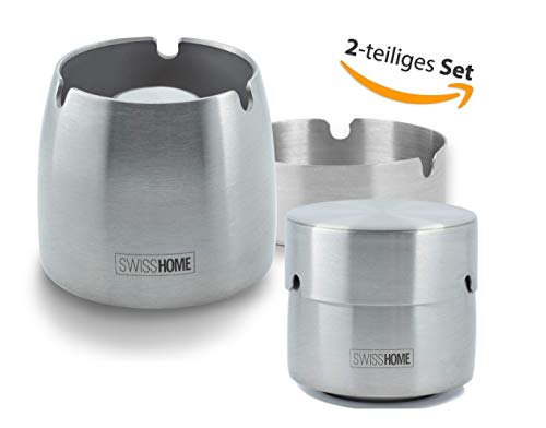 Windaschenbecher für Draußen mit Deckel Aschenbecher Sturmaschenbecher Rostfrei Edelstahl Metall Groß Outdoor Design Wohnzimmer Garten Balkon Design