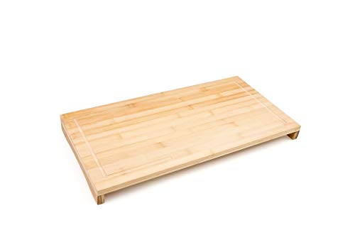 Relaxdays Schneidebrett Bambus HxBxT: ca. 4,5 x 52 x 29 cm großes und robustes Holzbrett Küchenbrett mit Saftrinne Schneidunterlage aus Holz zum Tranchieren als Servierbrett und Herdabdeckung, natur