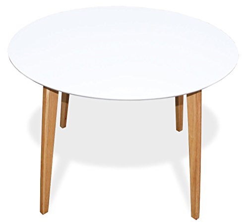 KMH, Runder Esszimmertisch 'Jutta' (Ø 105 cm) weiss (#201200)