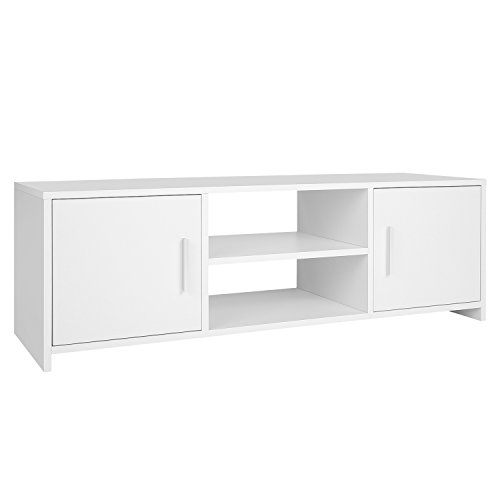 Homfa Fernsehtisch TV Lowboard Tisch TV Möbel TV Schrank TV Board Fernsehschrank Holz 110x35x40cm (Weiß)