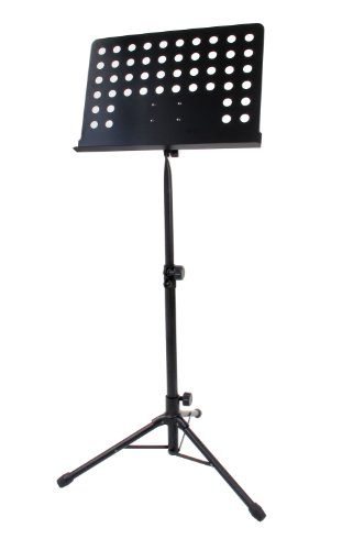 Classic Cantabile Metall Orchesterpult Schwarz (Lochpult Notenständer, Höhe 58 bis 100 cm einstellbar, Maße der Ablage: 50,0 x 34,8 x 4,5 cm)