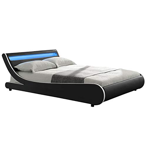 ArtLife Polsterbett Valencia im geschwungenen Design - Bettgestell inkl. LED-Beleuchtung in 2 Farben & Größen