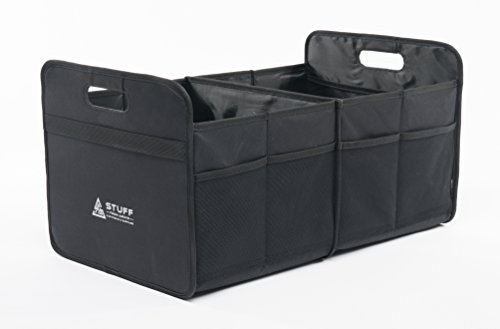 Kofferraumtasche schwarz aus Polyester (57x35x30cm) äußerst stabil inkl Kletter auf Rückwand und Boden - Carorganizer mit Klett Auto Zubehör für Kofferraum Falttasche Einkaufstasche Picknicktasche Faltbox Ordnungssystem für mehr Platz im Haushalt oder Auto Aufbewahrungsbox Tragetasche - stuff from above