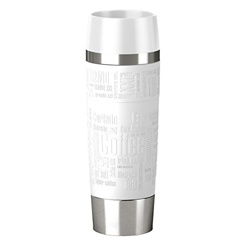 Emsa 515682 Isolierbecher Mobil genießen, 500 ml, Quick Press Verschluss, Travel Mug Grande, weiß