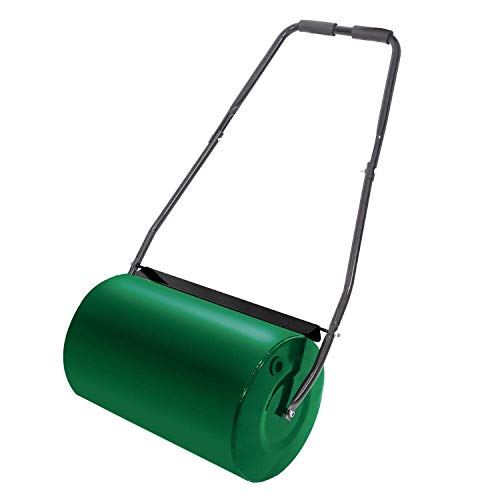 Rasenwalze befüllbar 57cm 46L Füllvolumen - Handwalze Gartenwalze 32 cm Durchmesser Metall Rasenroller Gartenfräse Rasenlüfter, Grün