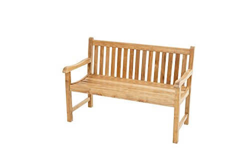 Ploß Landhausbank Coventry 130 cm - Holz-Gartenbank in Braun - Friesenbank für 2 Personen mit FSC-Zertifikat - Teakholz-Bank mit Armlehnen - Sitzbank für Garten, Terrasse & Balkon