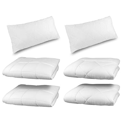 4 Jahreszeiten Microfaser Bettdecke 135x200 cm :: Allergiker geeignet :: 6-tlg. bestehend aus 2 x Steppbett + 2 x Übergangsbett + 2 x Kissen