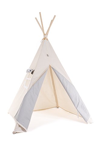 Kinder Teepee Tipi Set für Kinder Spielzeug drinnen draußen Spielzelt Zelt 8 Elemente dabei Tipi-Set Indianer Indianertipi mit Fenster usw. (Tipi ohne Elementen, Grauer Wolf)