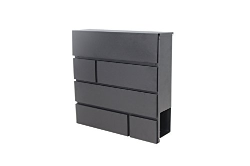 Briefkasten Wandbriefkasten inkl. Zeitungsfach - wetterfest dank Pulverbeschichtung - Schöne Optik - Designer Briefkasten Anthrazit RAL 7016