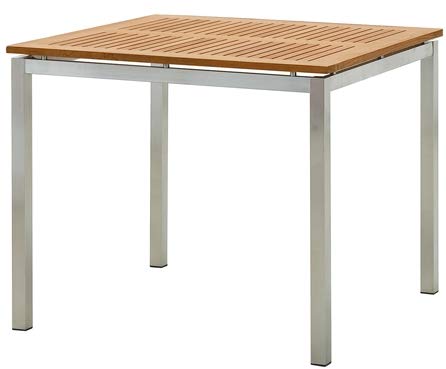 Edelstahl Teak Gartentisch 90x90 cm Holztisch Esstisch Tisch Massive Ausführung A-Grade Teakholz Kuba Modell: Kuba von As-S